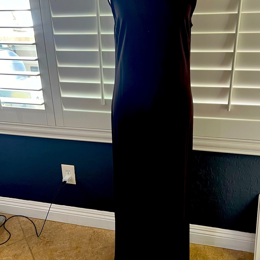 Full length, sleeveless dress chocolate brown
